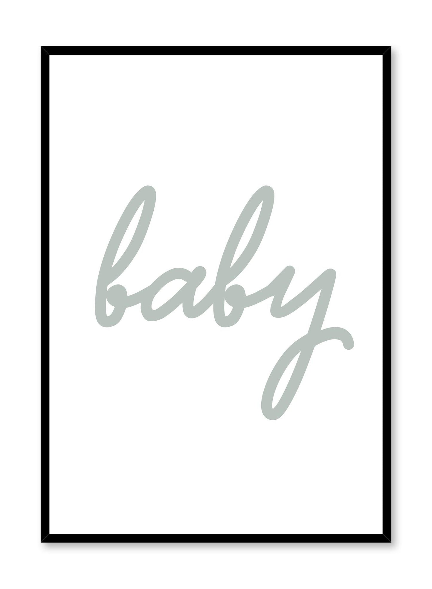 Scandinavian poster with green graphic typography design of baby by Opposite Wall