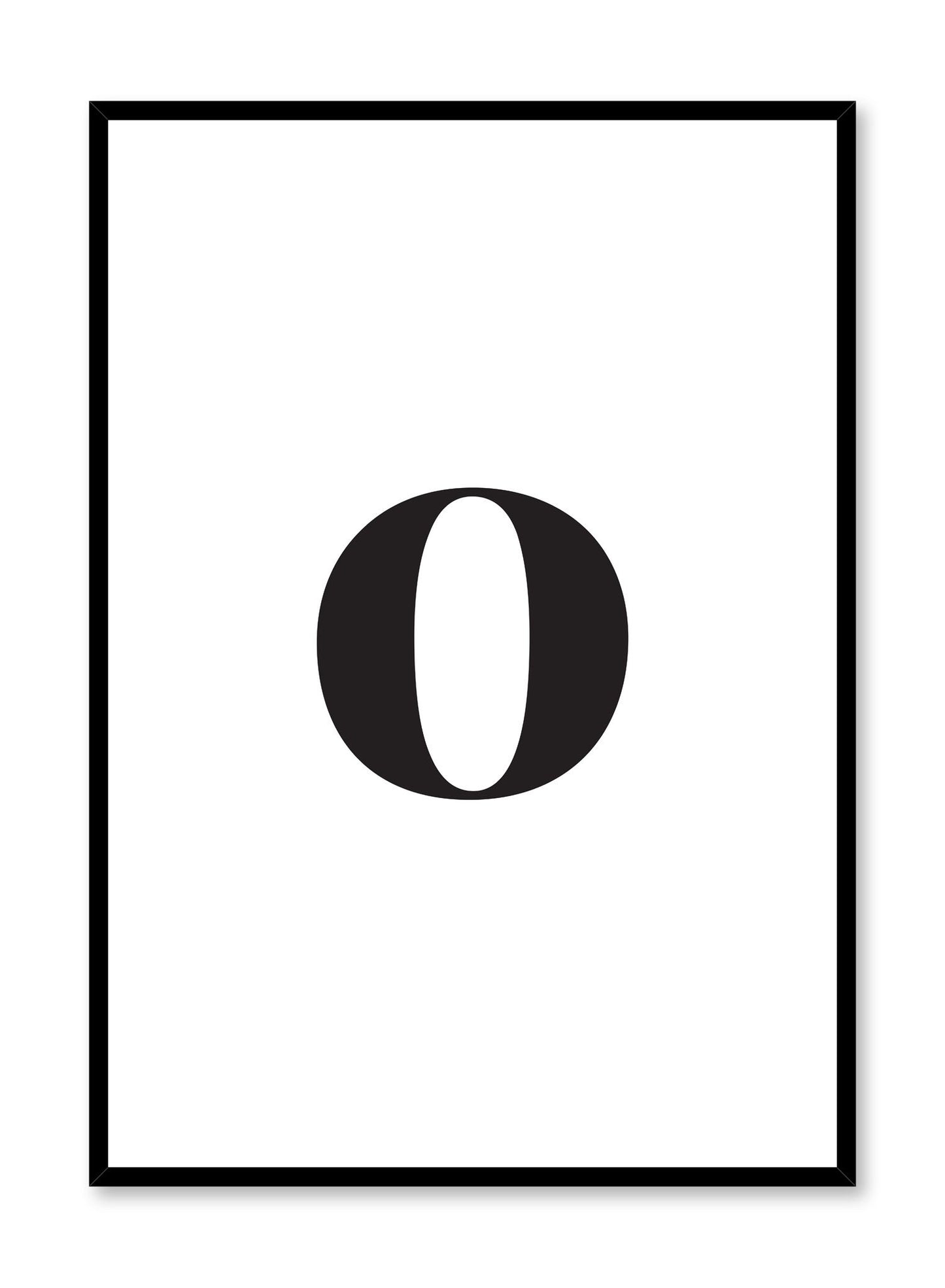 Minimalist black and white typography poster by Opposite Wall with lowercase letter O
