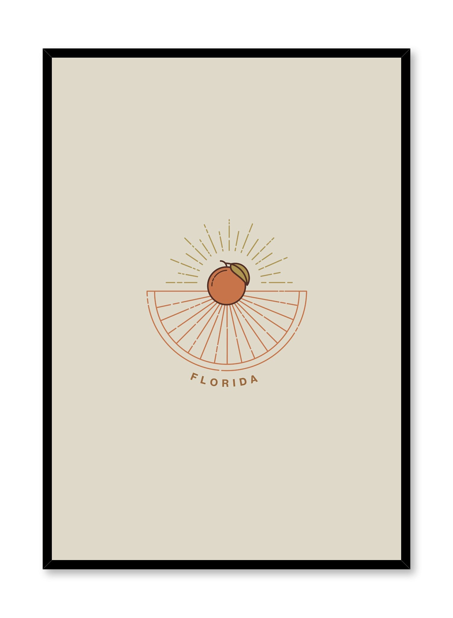 Minimalist design poster by Opposite Wall with Florida abstract graphic design of landscape and oranges