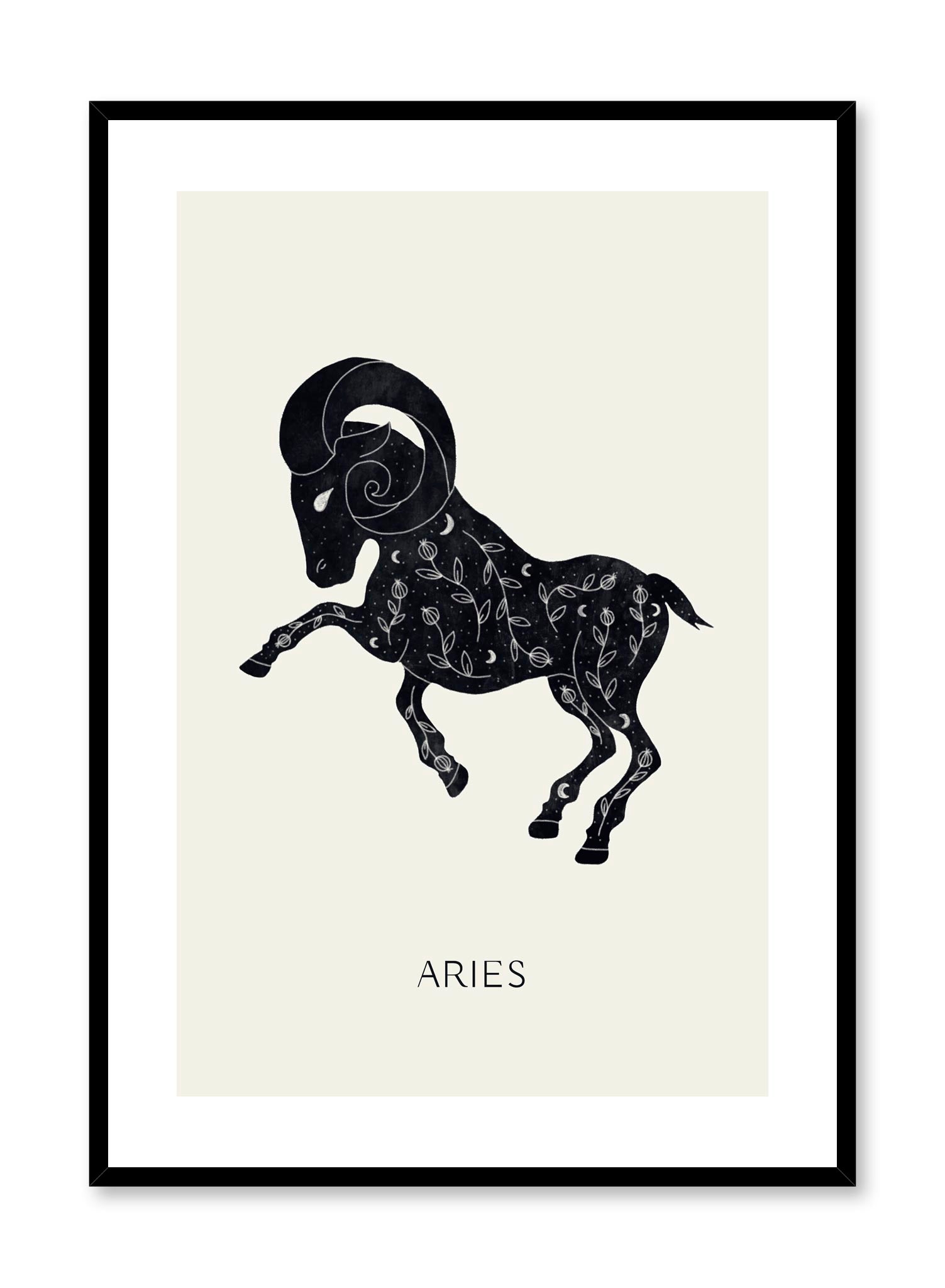Celestial illustration poster by Opposite Wall with horoscope zodiac symbol of Aries