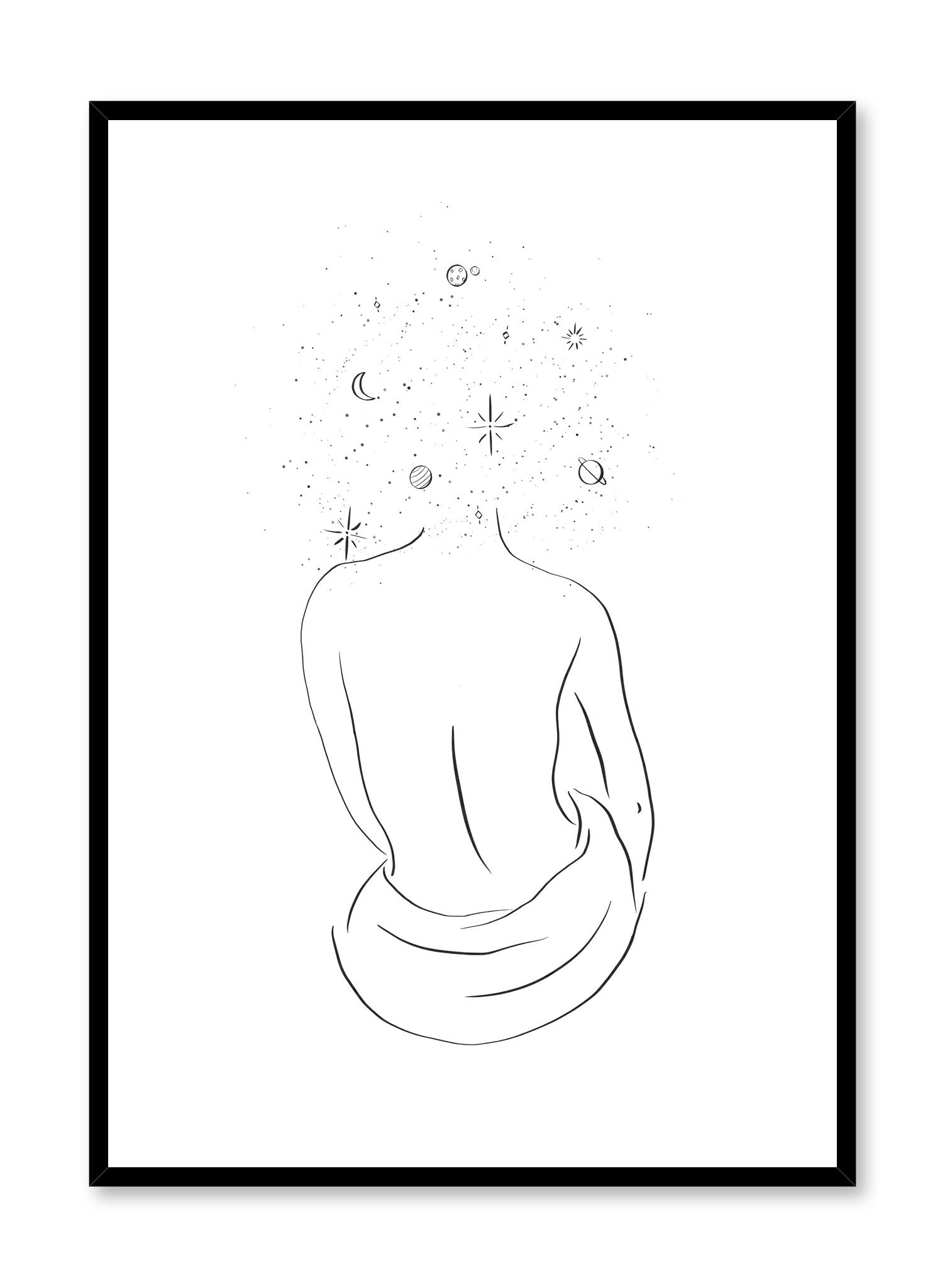 Celestial illustration poster by Opposite Wall with minimalist Head in the Stars drawing