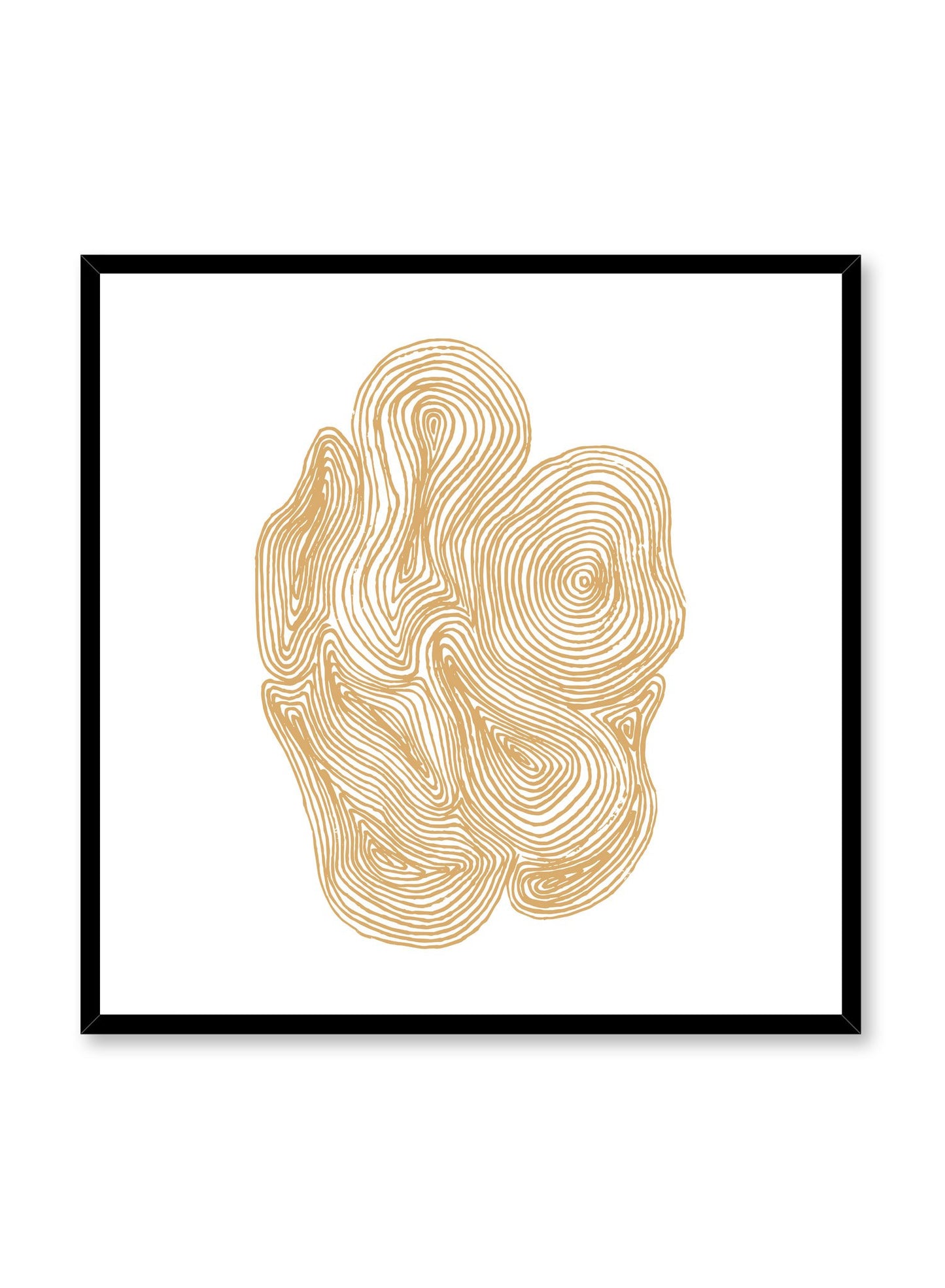 Modern minimalist abstract artwork by Opposite Wall with Cluster of Swirls in Yellow