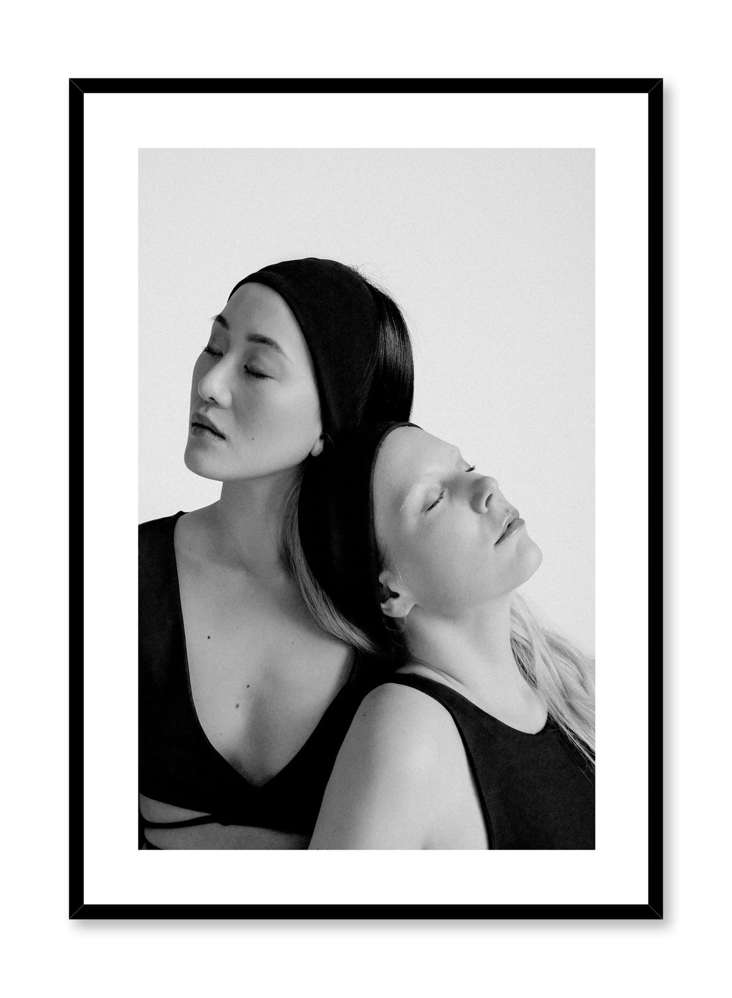 Black and white fashion photography poster by Opposite Wall with woman leaning on each other