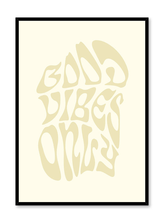 Good Vibes Only' is a colourful typography by Opposite Wall of the words 'good vibes only' written in yellow over a light yellow background.
