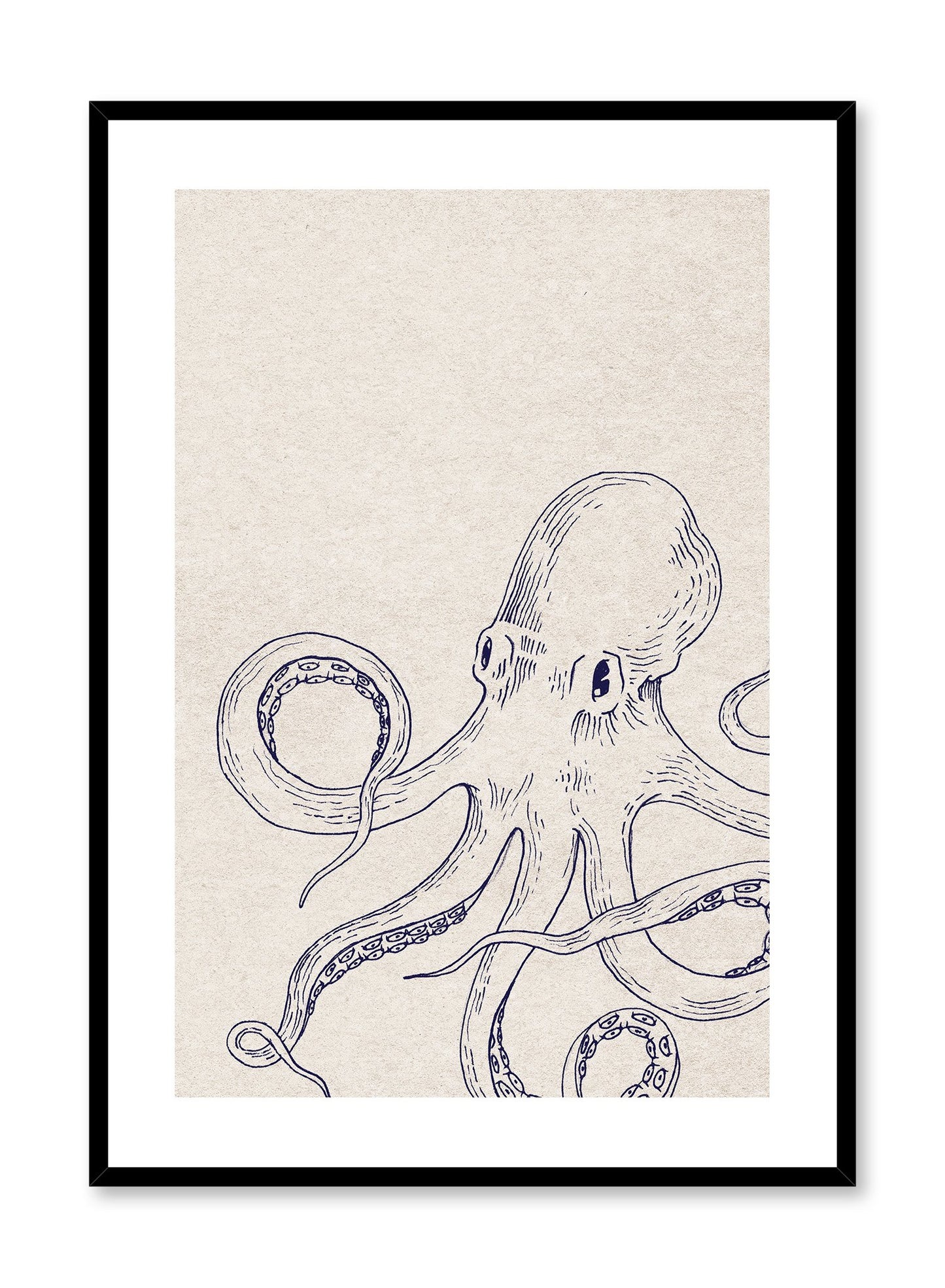 8 Legged Friend is a minimalist illustration of a drawing of a big and mighty octopus with his legs ready to take action by Opposite Wall.