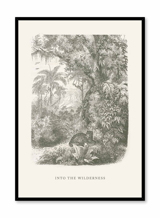 Antique Jungle is a minimalist of a cheetah resting under the shadow of the jungle's tall trees by Opposite Wall.