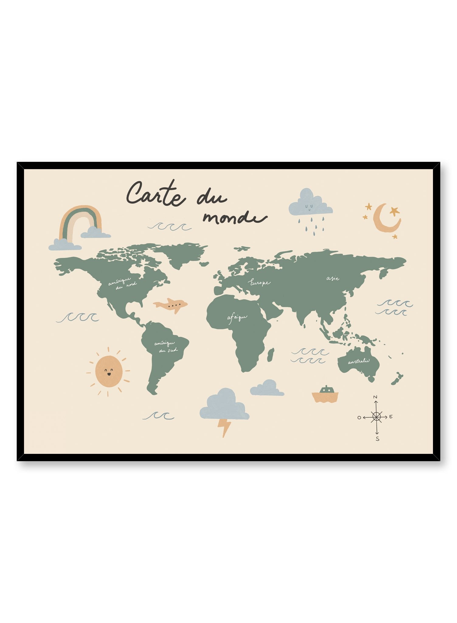 Kid Country Map France Block Poster Block Giant Wall Art Poster