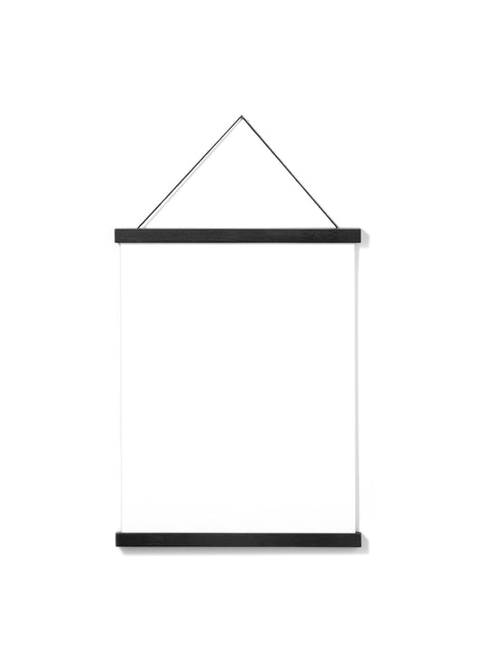 Scandinavian black oak poster wall hanger by Opposite Wall - Front of poster hanger - Size 12 inches