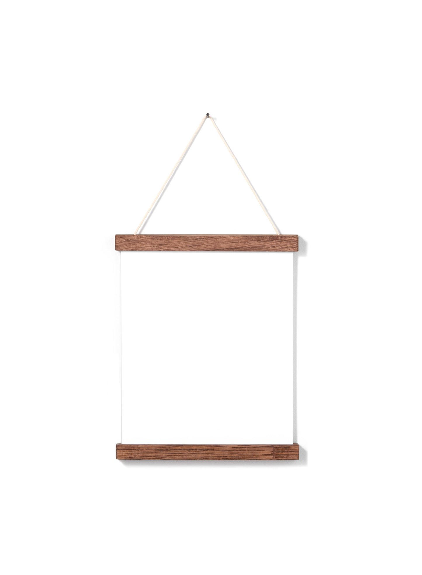Scandinavian dark oak poster wall hanger by Opposite Wall - Front of the poster hanger - Size 8 inches
