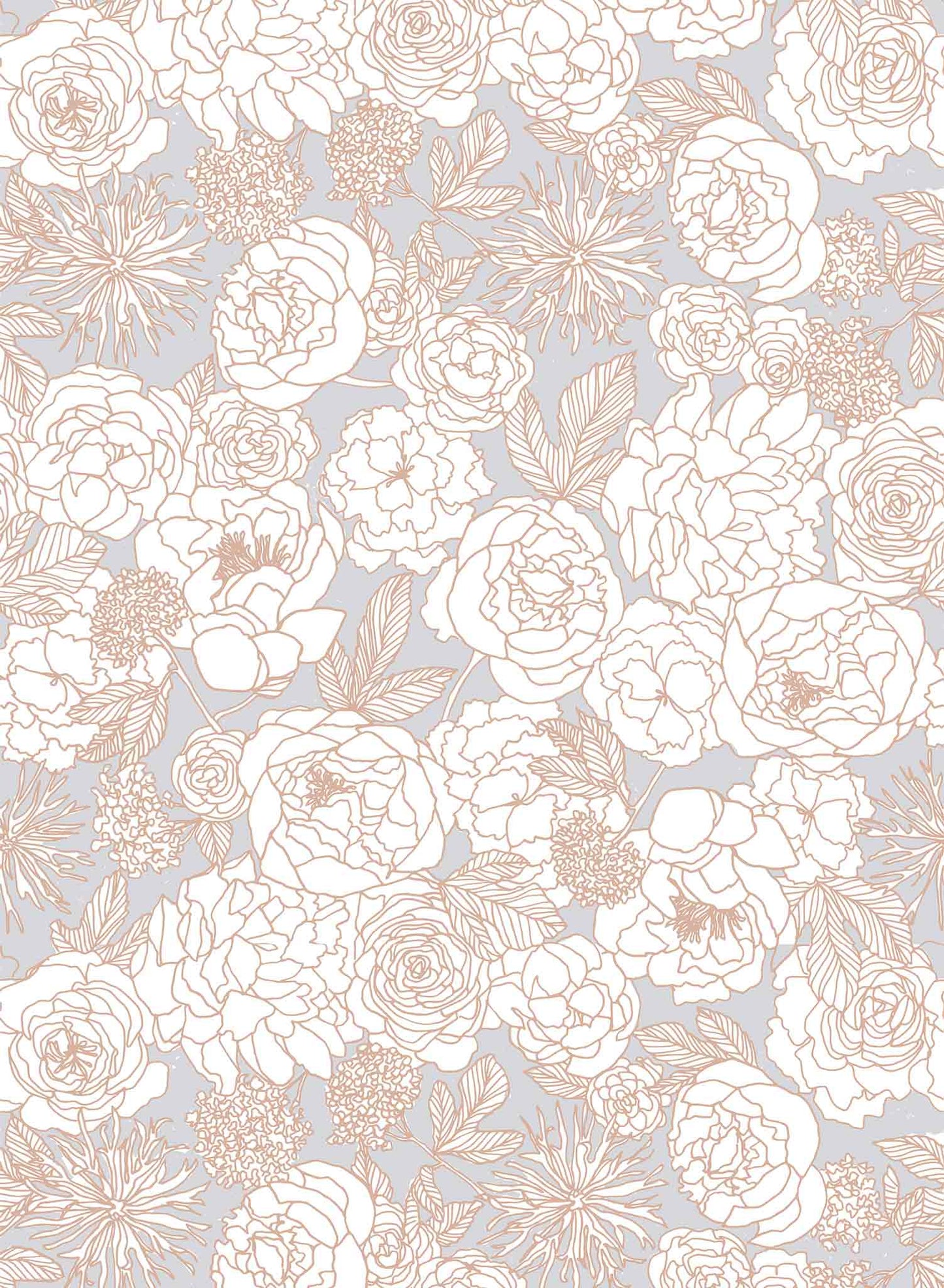 Corsage is a minimalist wallpaper by Opposite Wall of many peony flowers.