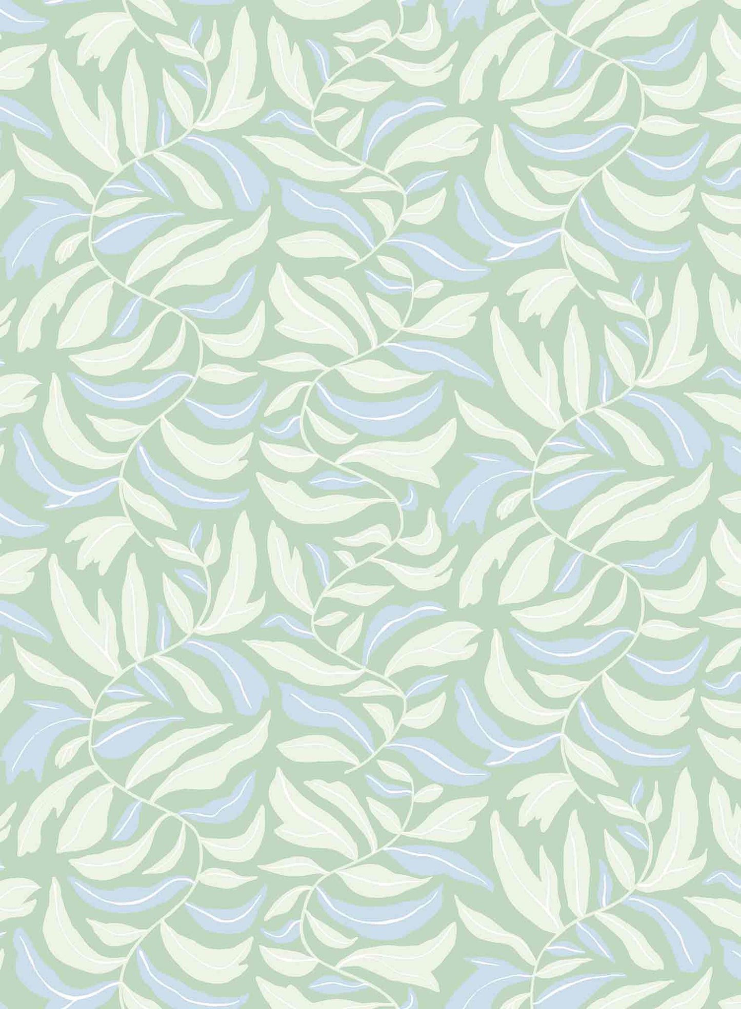 Spring Garland is a minimalist wallpaper by Opposite Wall of squiggly branches with leaves.