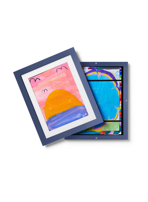 Cadre d'art pour enfants en bois massif bleu, 8.5x11 po | 22x28 cm