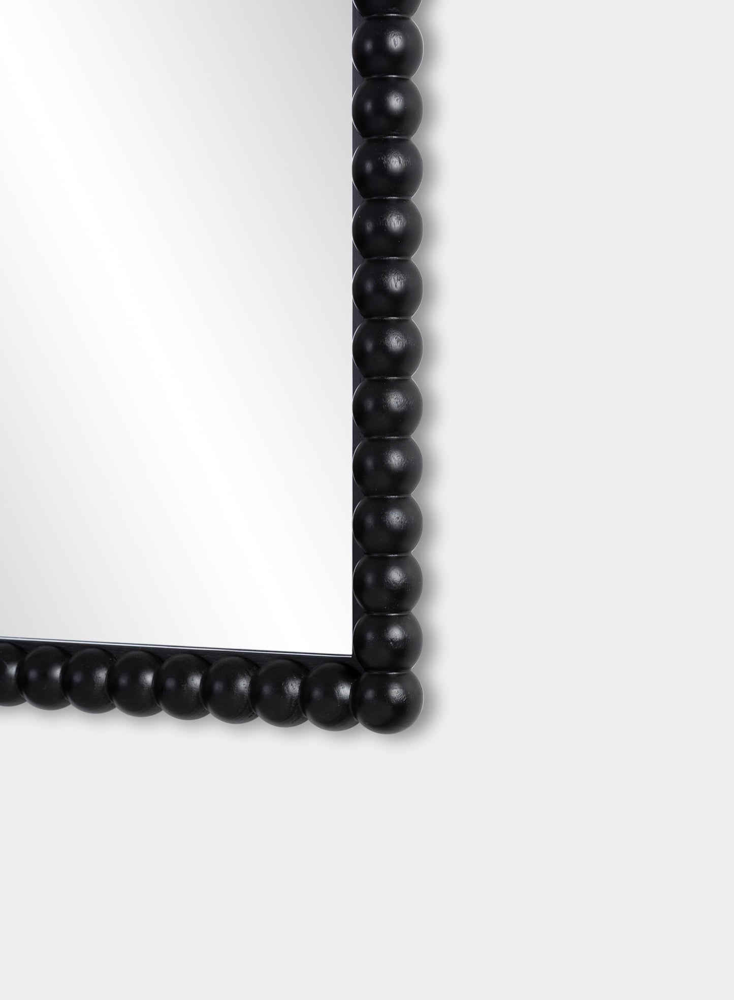 Large Stone Bobbin Mirror – Black, Oak Frame, 28x40 in | 70x100 cm