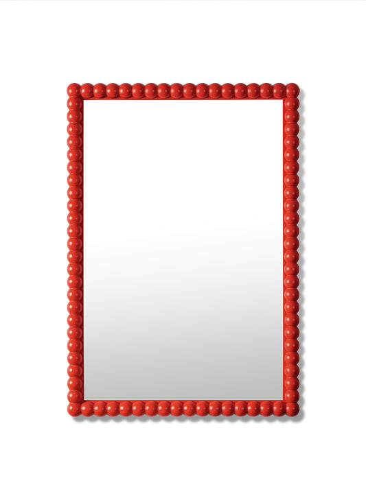 Petit miroir bobine Poppy – Rouge, cadre en chêne, 20x30 po | 51x76 cm
