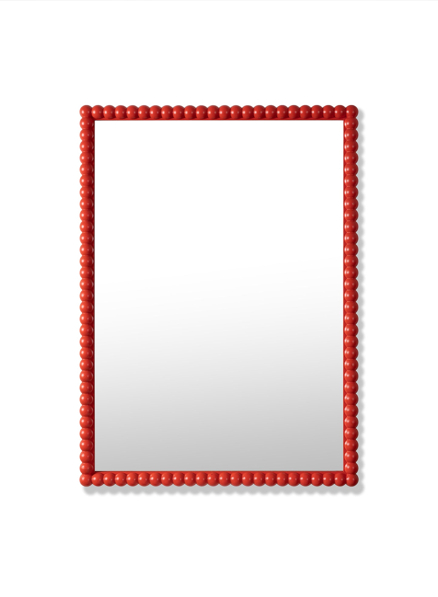 Large Poppy Bobbin Mirror – Red, Oak Frame, 28x40 in | 70x100 cm