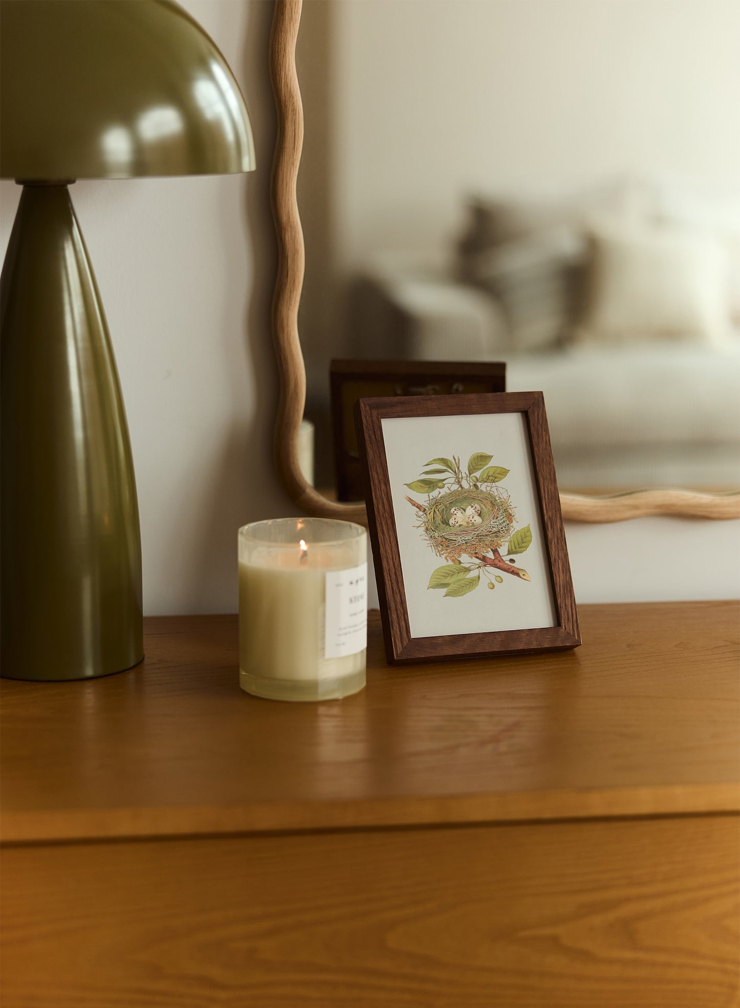 Small Ocean Wavy Mirror – Natural, Oak Frame, 20x30 in | 51x76 cm