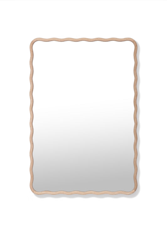 Large Ocean Wavy Mirror – Natural, Oak Frame, 28x40 in | 70x100 cm