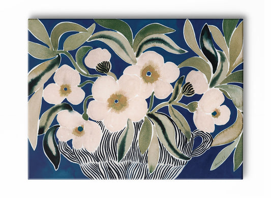 Pivoines en bleu, Œuvre sur toile