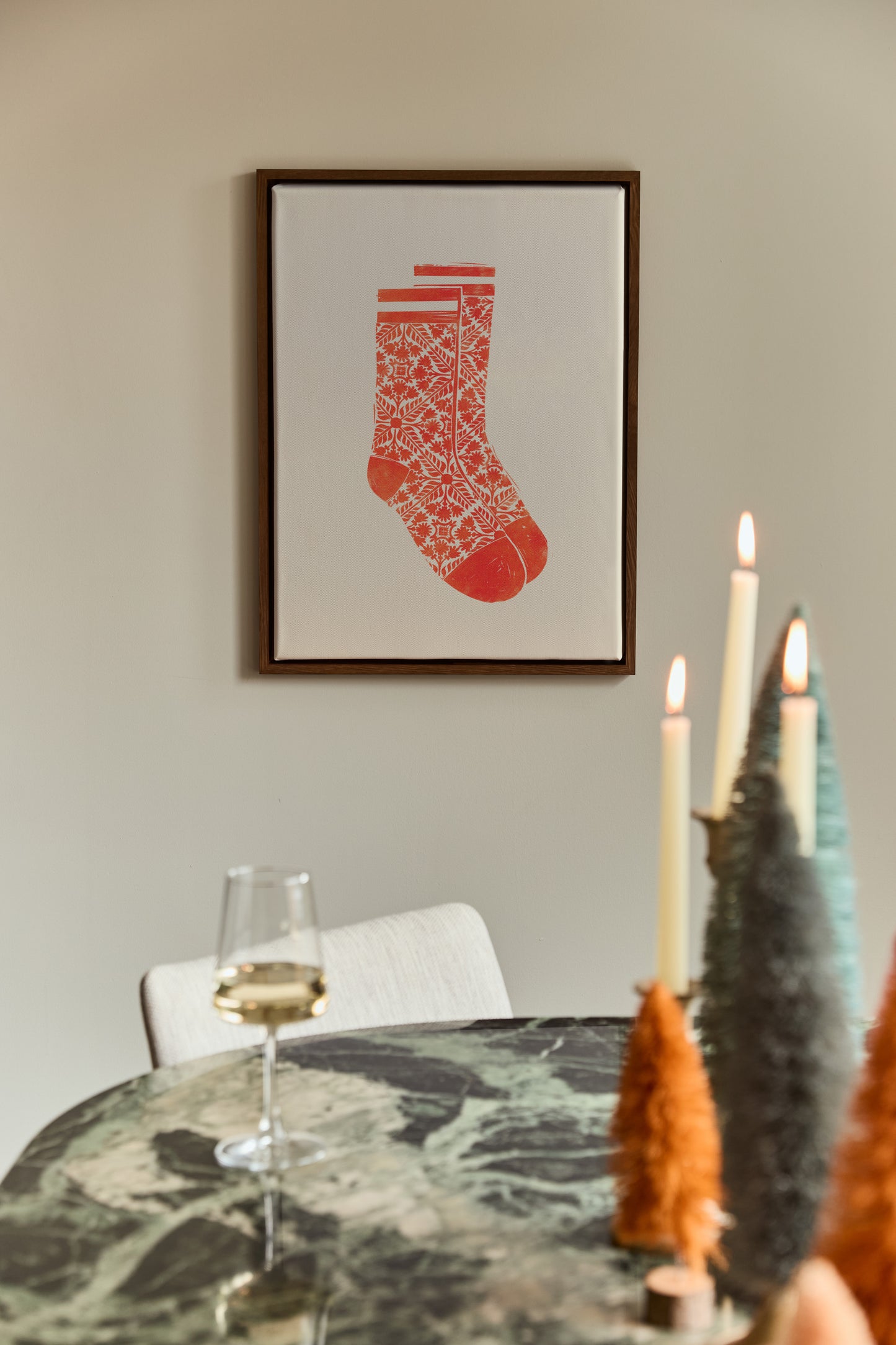 Chaussettes d’hiver scandinave, Œuvre sur toile