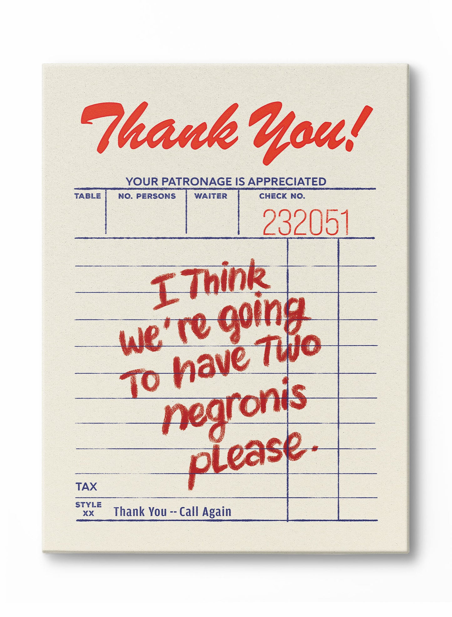 Negronis for Two, Canvas