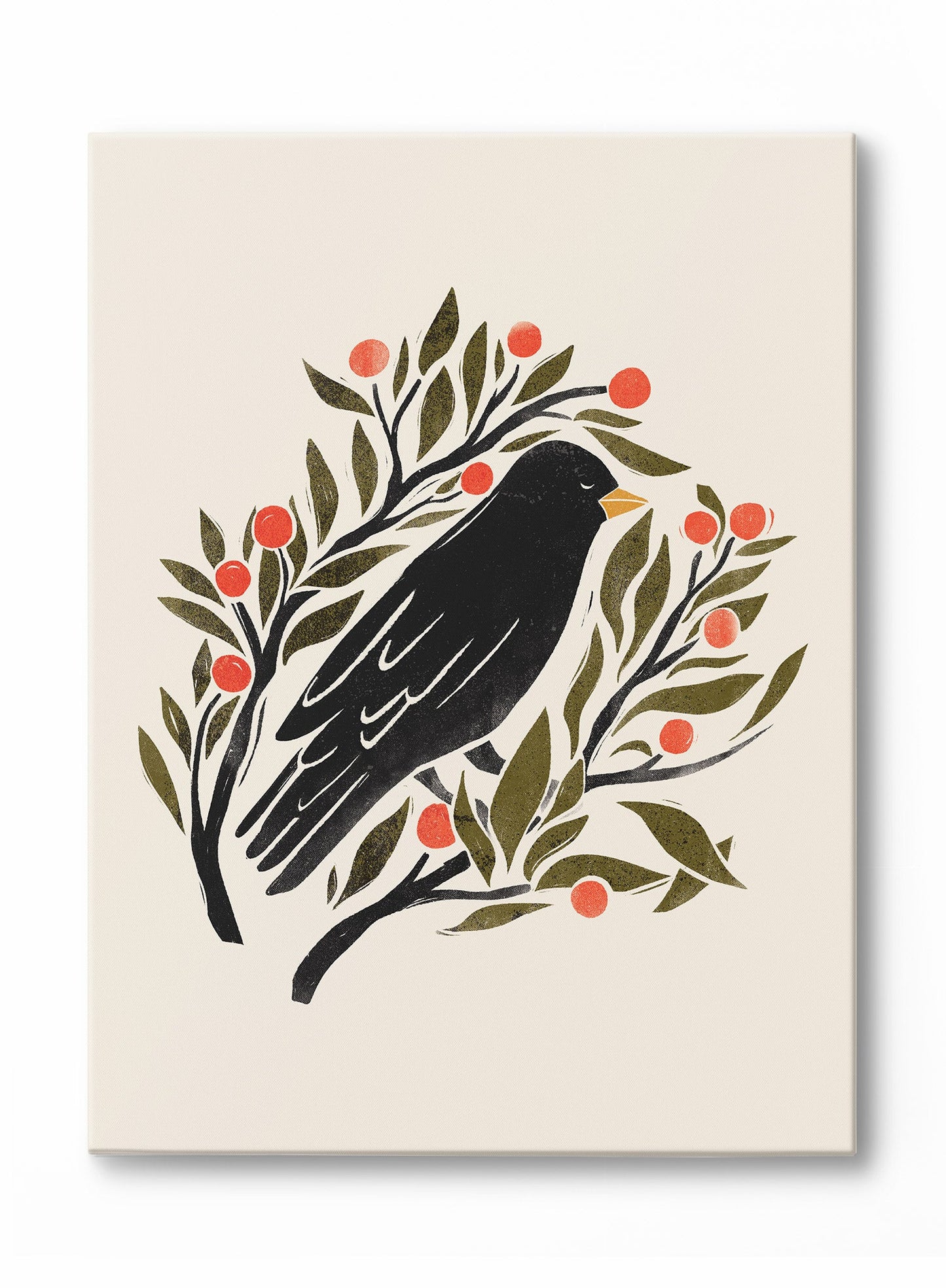 Blackbird & Red Berries, Canvas