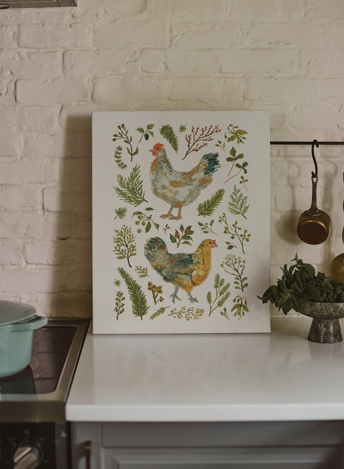 Jolies poulettes picoreuses, Toile