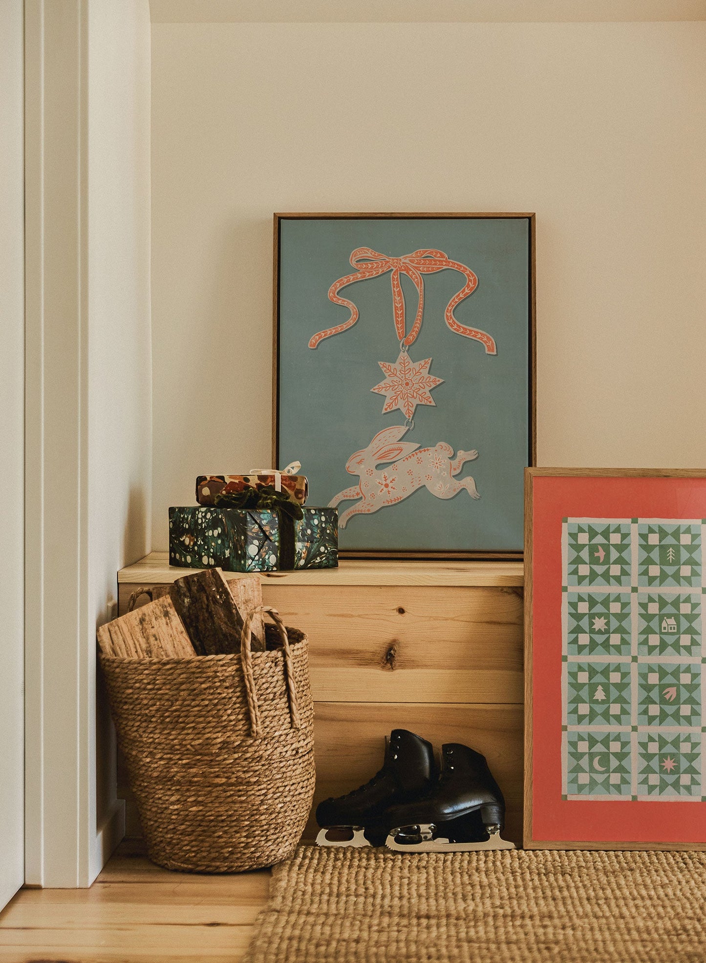 Holiday Hare-loom Blue, Canvas