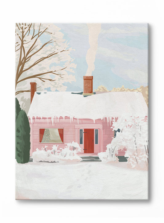 Cozy Pink Cottage, Canvas