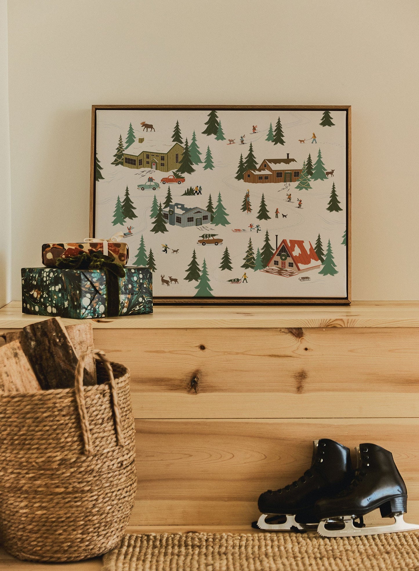 Frosted Winter Village, Canvas