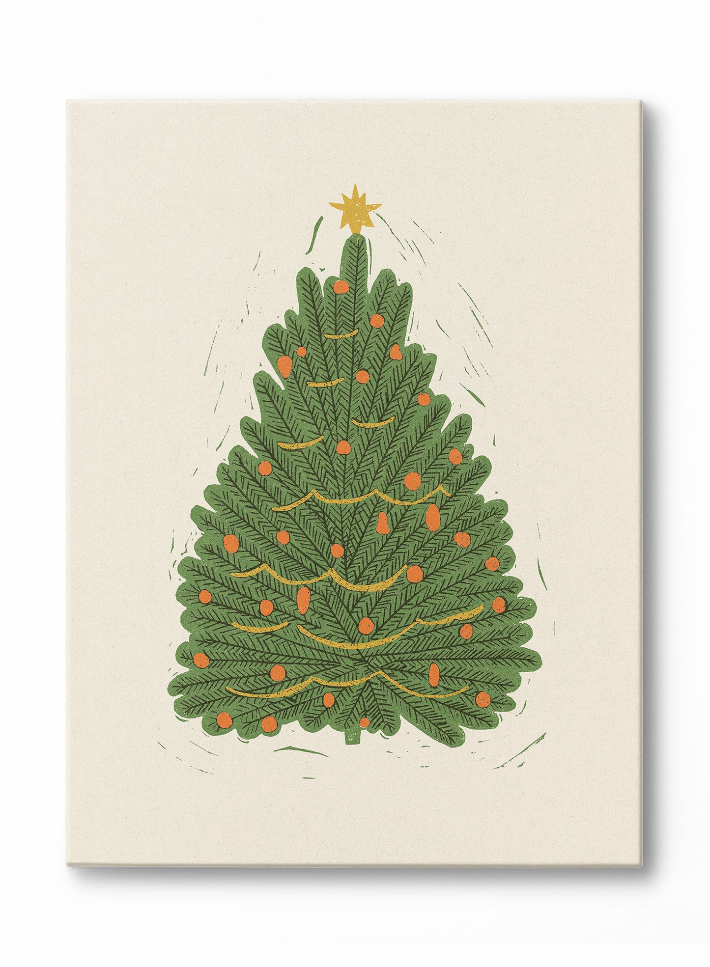 Vintage Holiday Tree Block Print, Poster