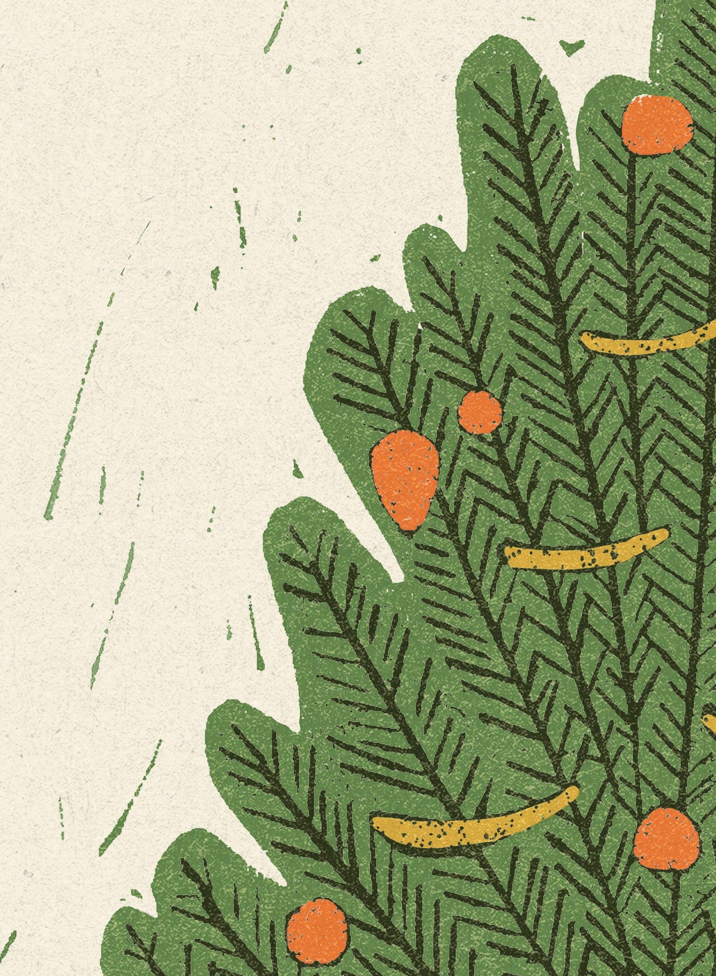 Vintage Holiday Tree Block Print, Poster