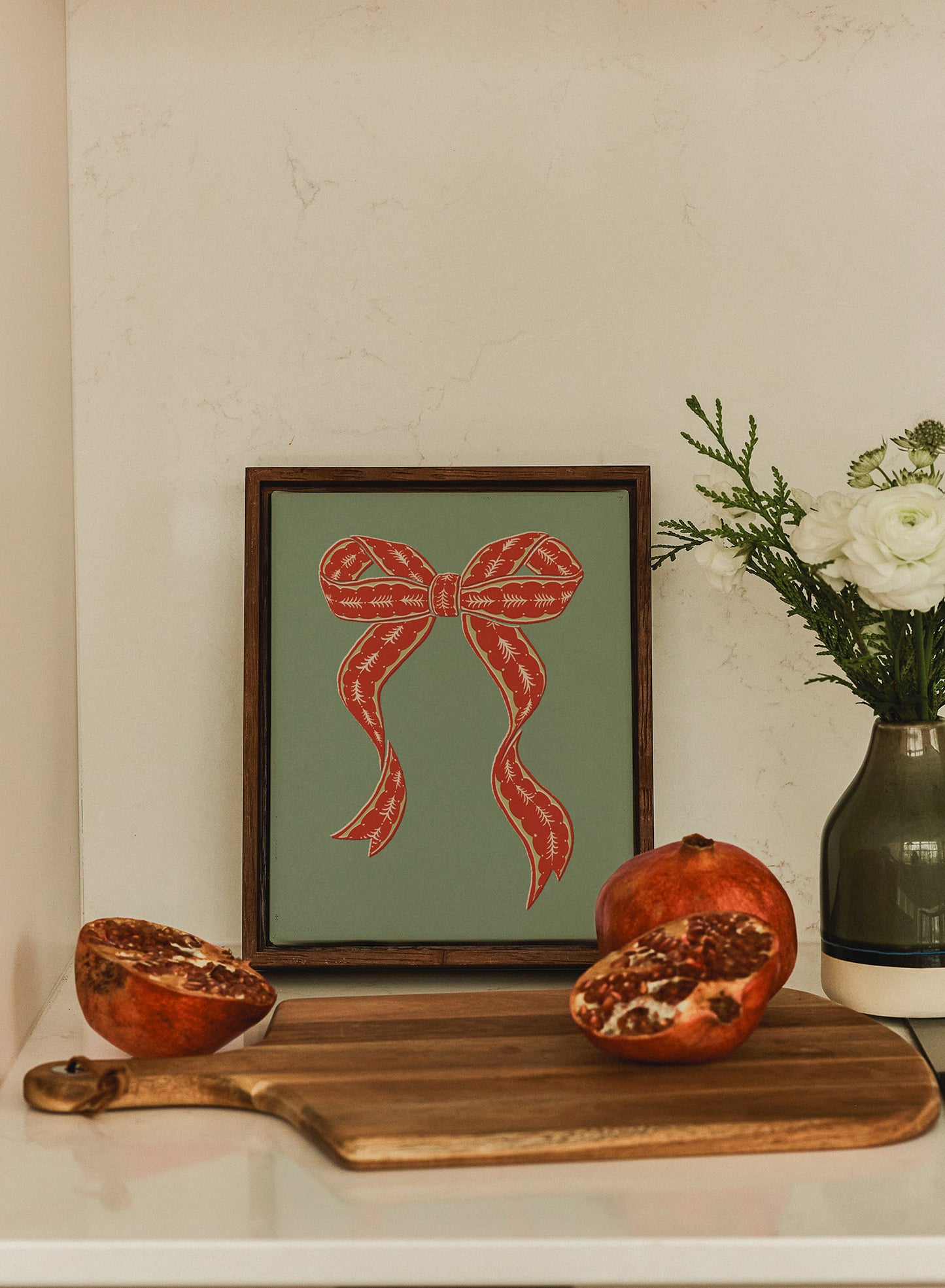 Vintage Holiday Bow Mint, Poster