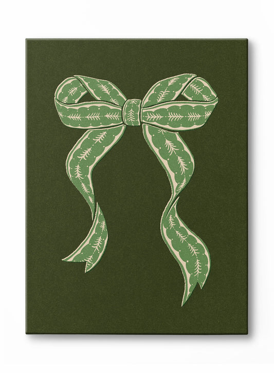 Vintage Holiday Bow Evergreen, Canvas