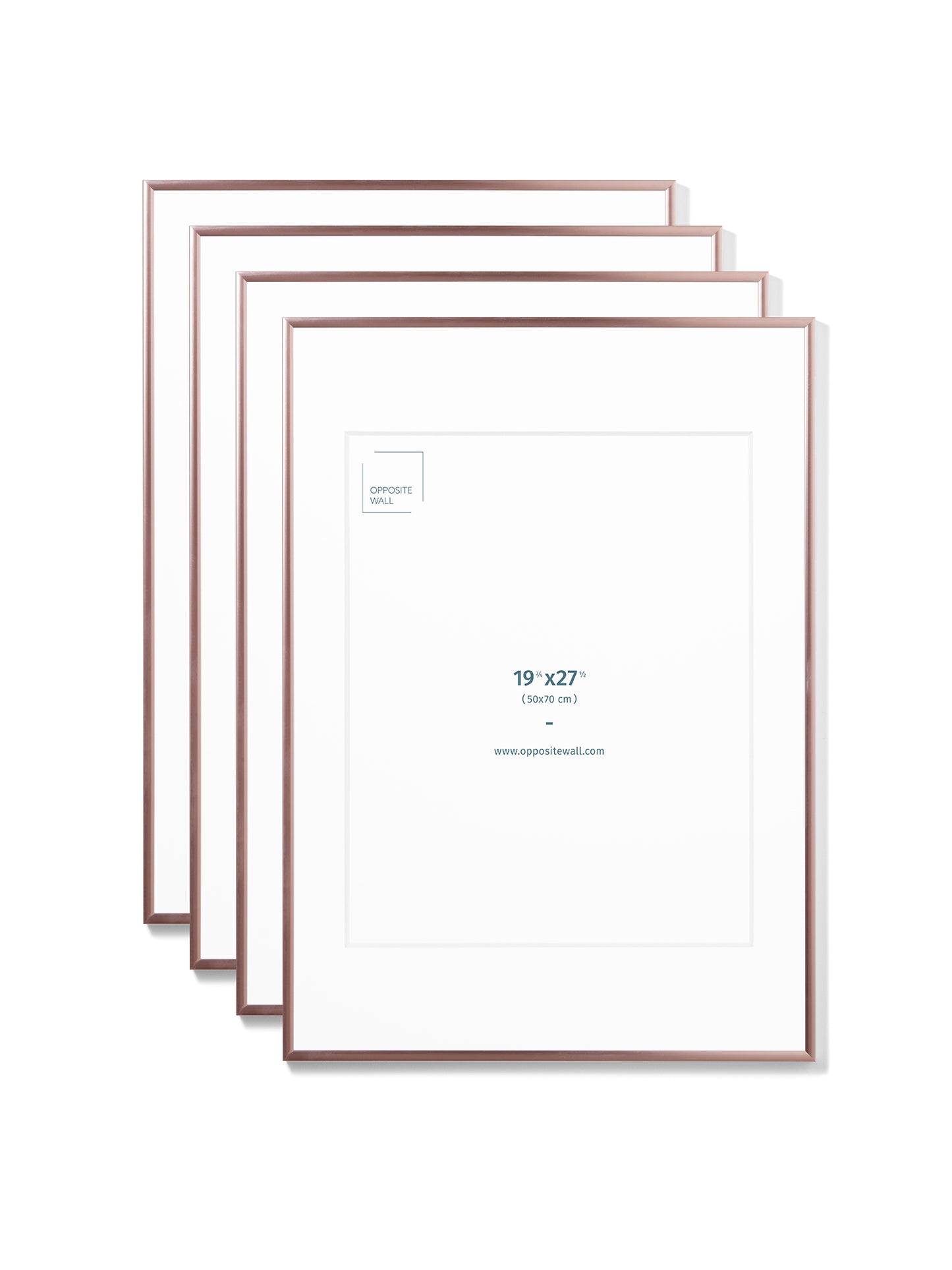 Rose Gold Metal 4-Pack 19¾x27½ Picture Frame Set with White Mats – 16x20 Opening