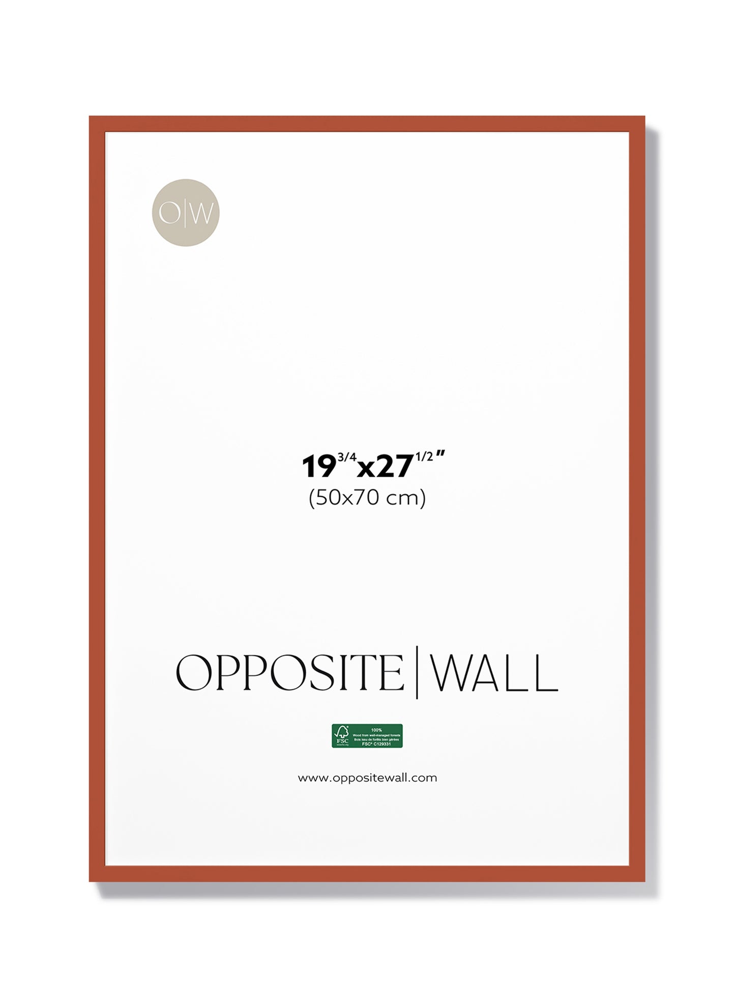 Cadre en bois couleur terre cuite, 19 x 27 po | 50 x 70 cm