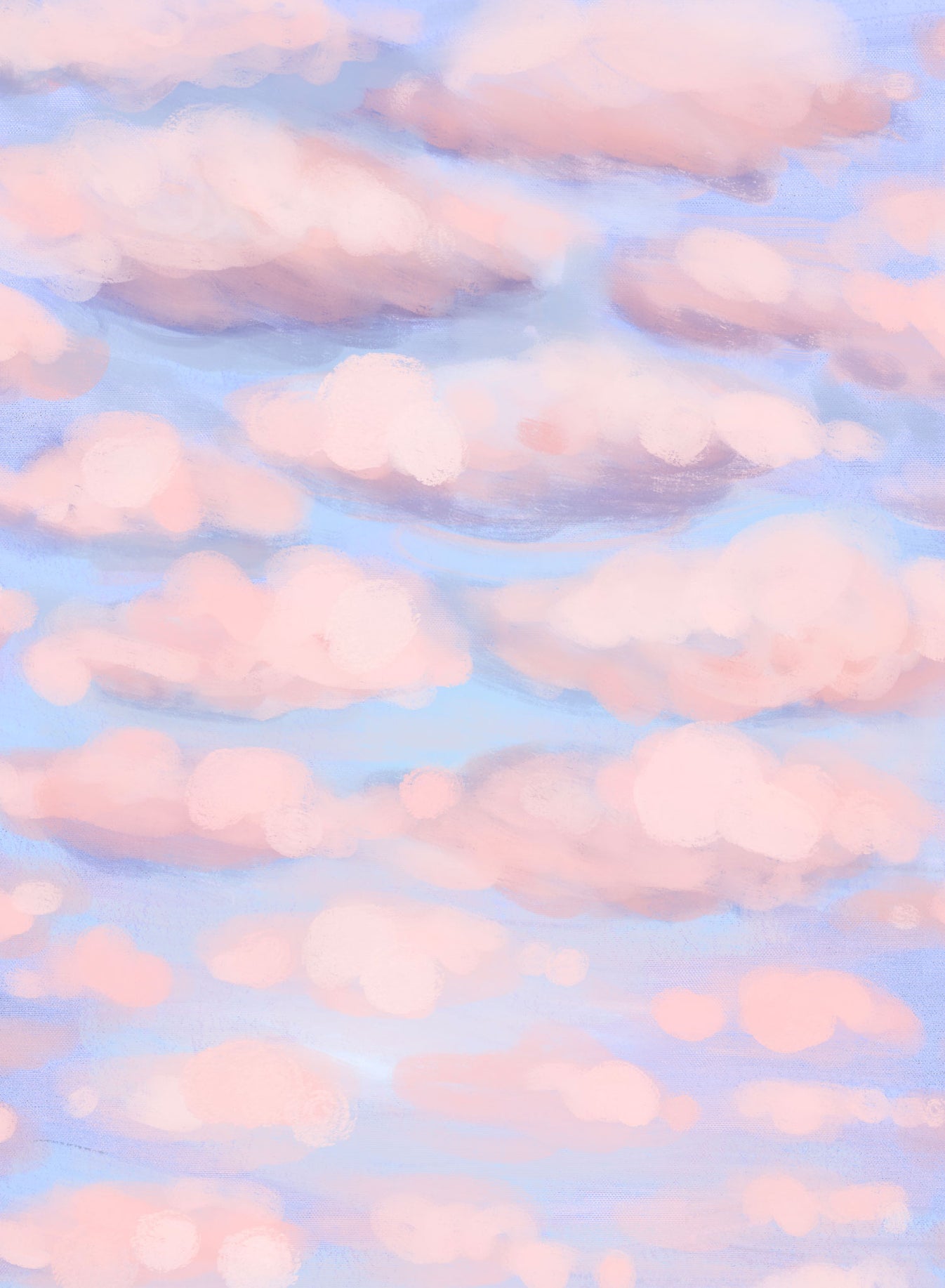 Wall mural featuring bubblegum pink skies merging with soft peach clouds in a dreamy dusk setting