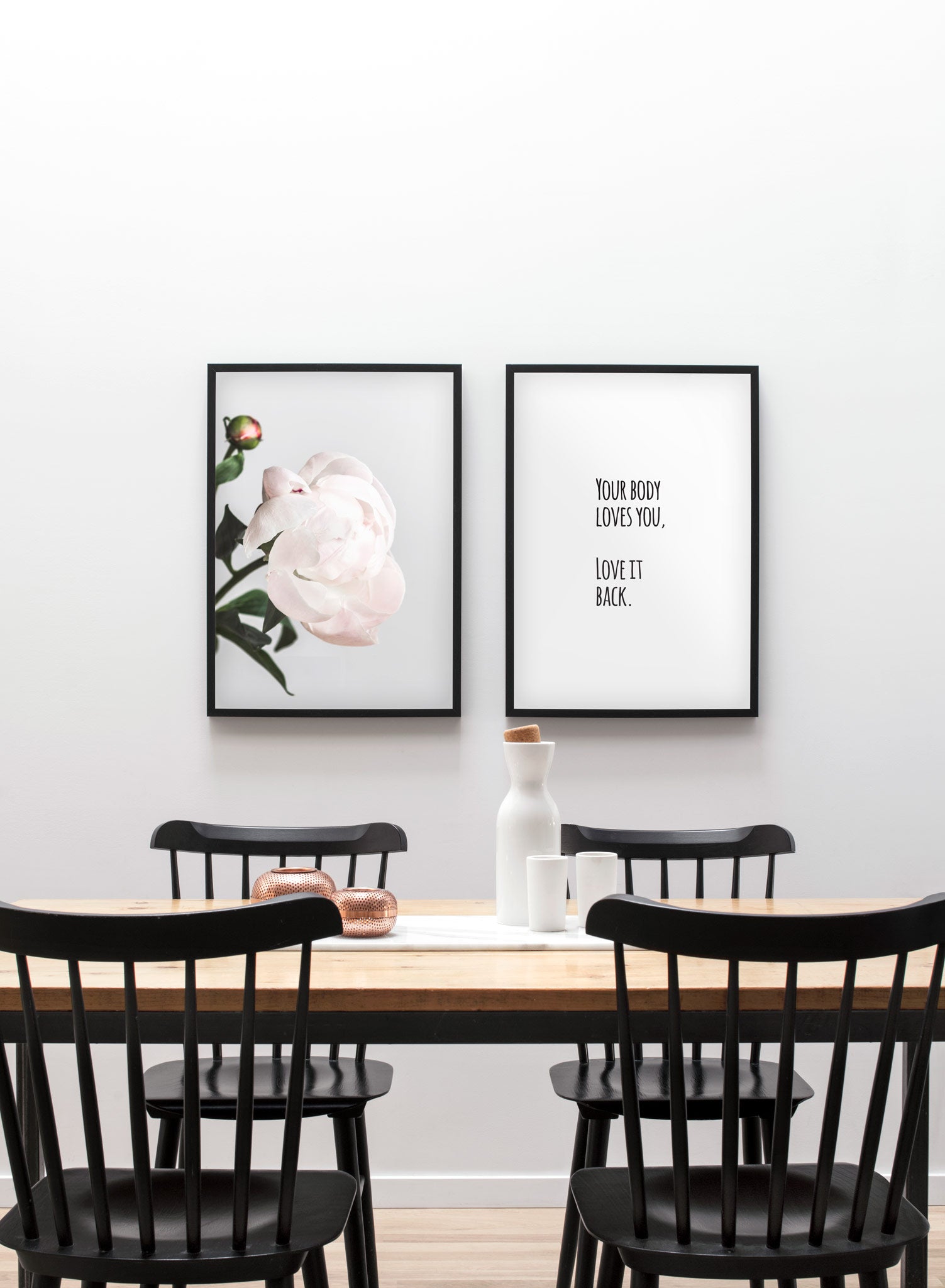 Modern minimalist poster by Opposite Wall with Blossom paeonia photography - Dining room