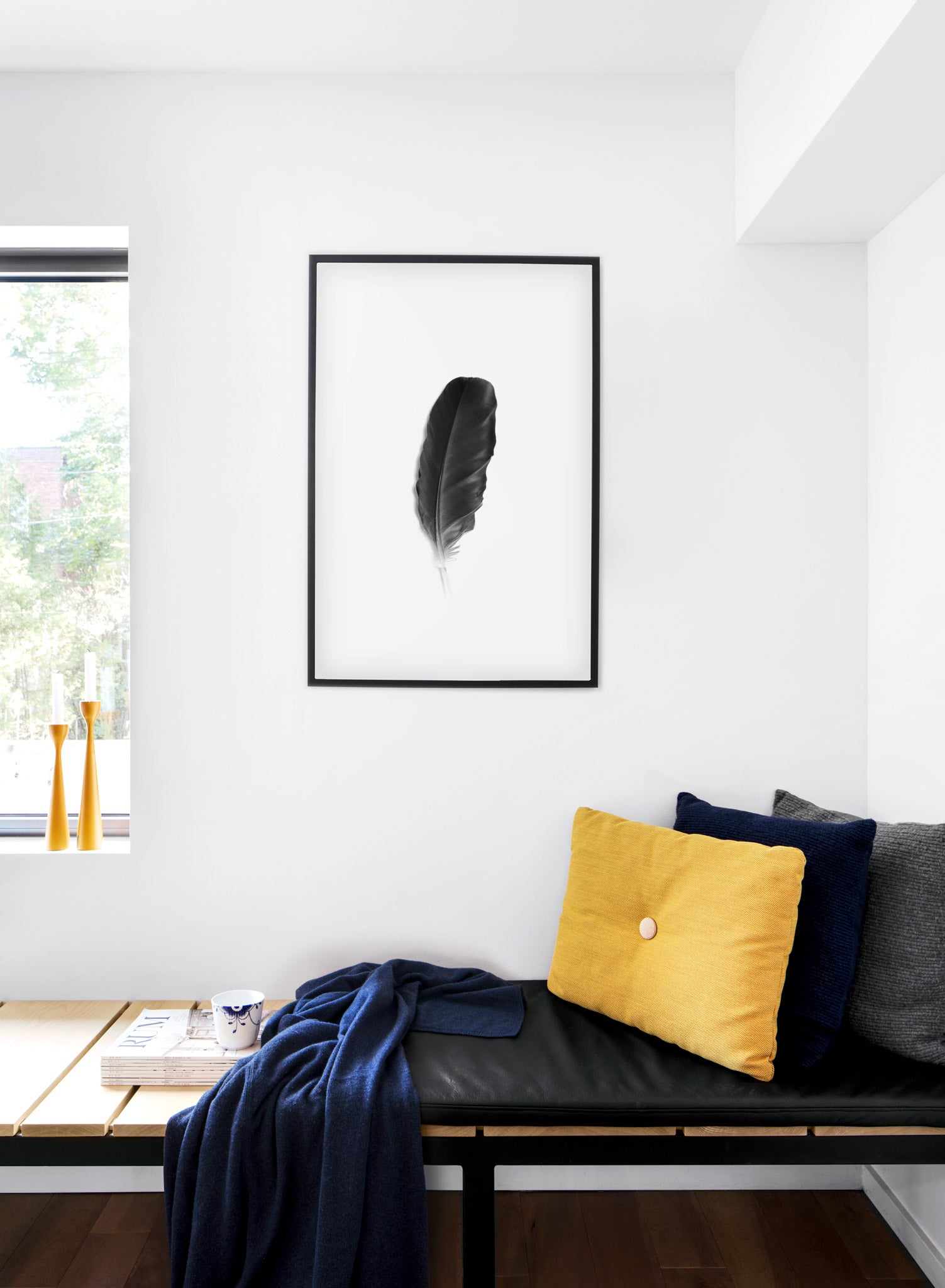Minimalist art print by Opposite Wall with Fine Feather black and white photography - Cozy living room