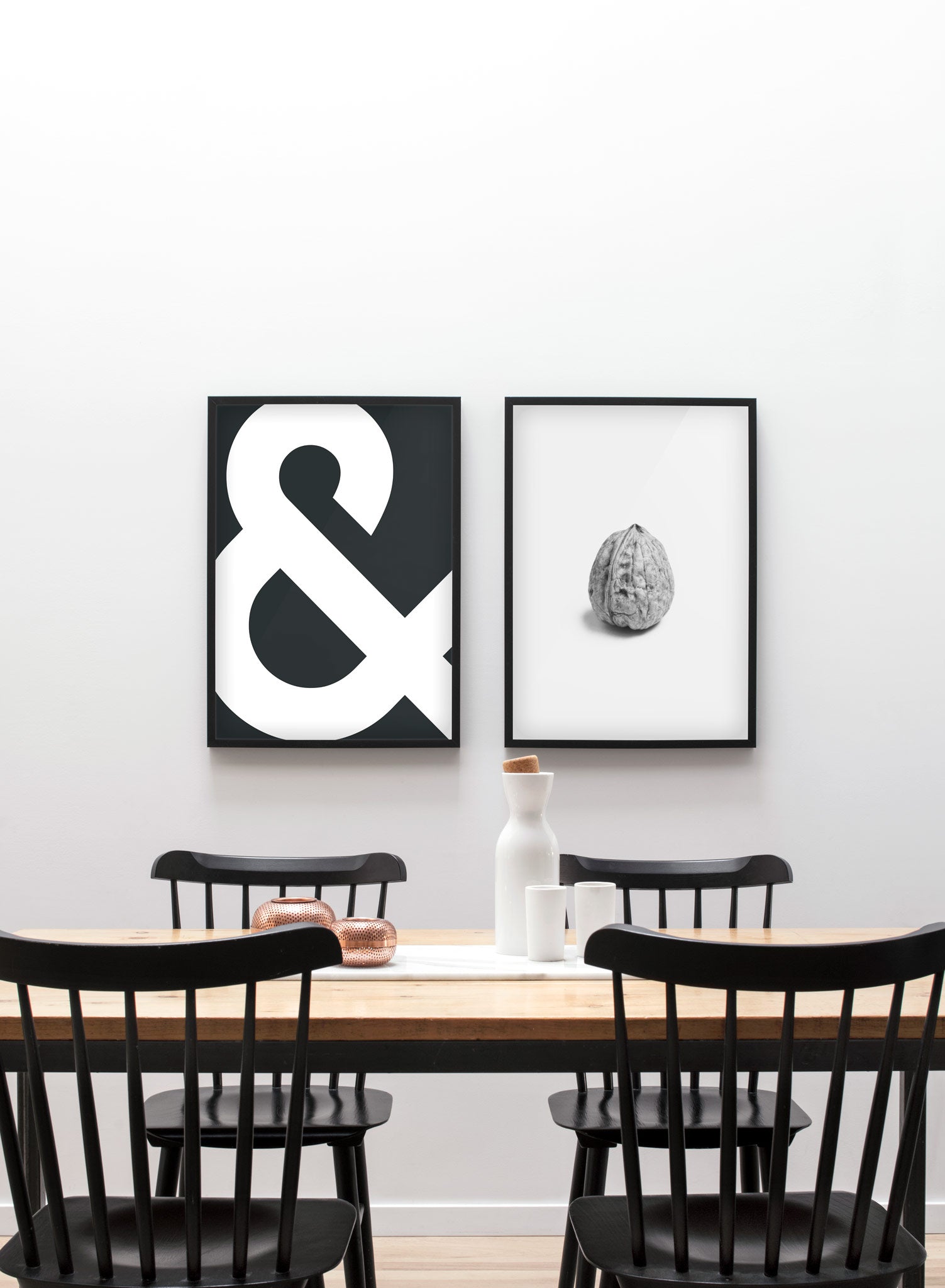 Scandinavian poster by Opposite Wall with Strength black and white walnut art photo - Dining room