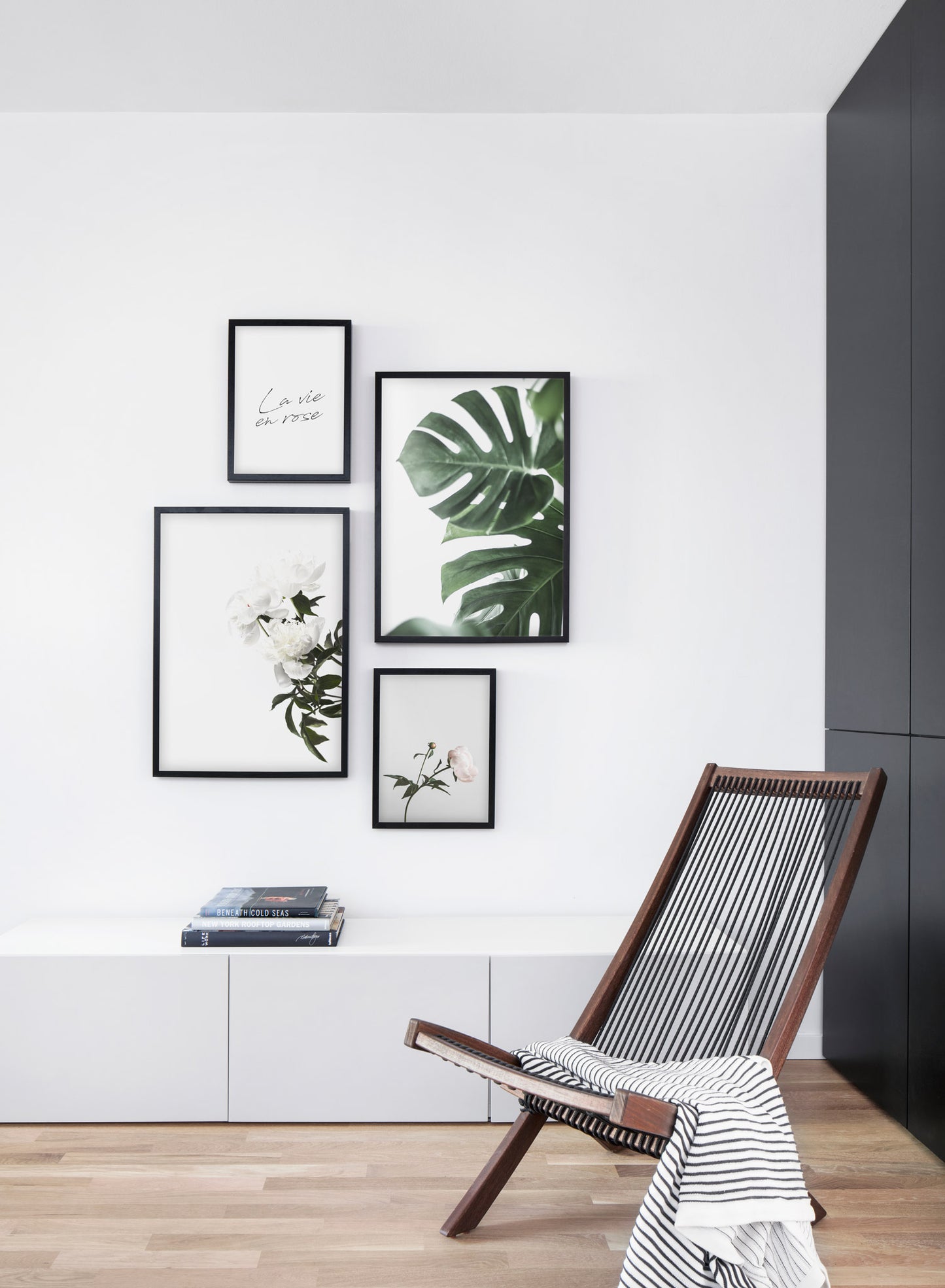 Minimalist art Daylight poster by Opposite Wall with botanical photography - Living room with a chair