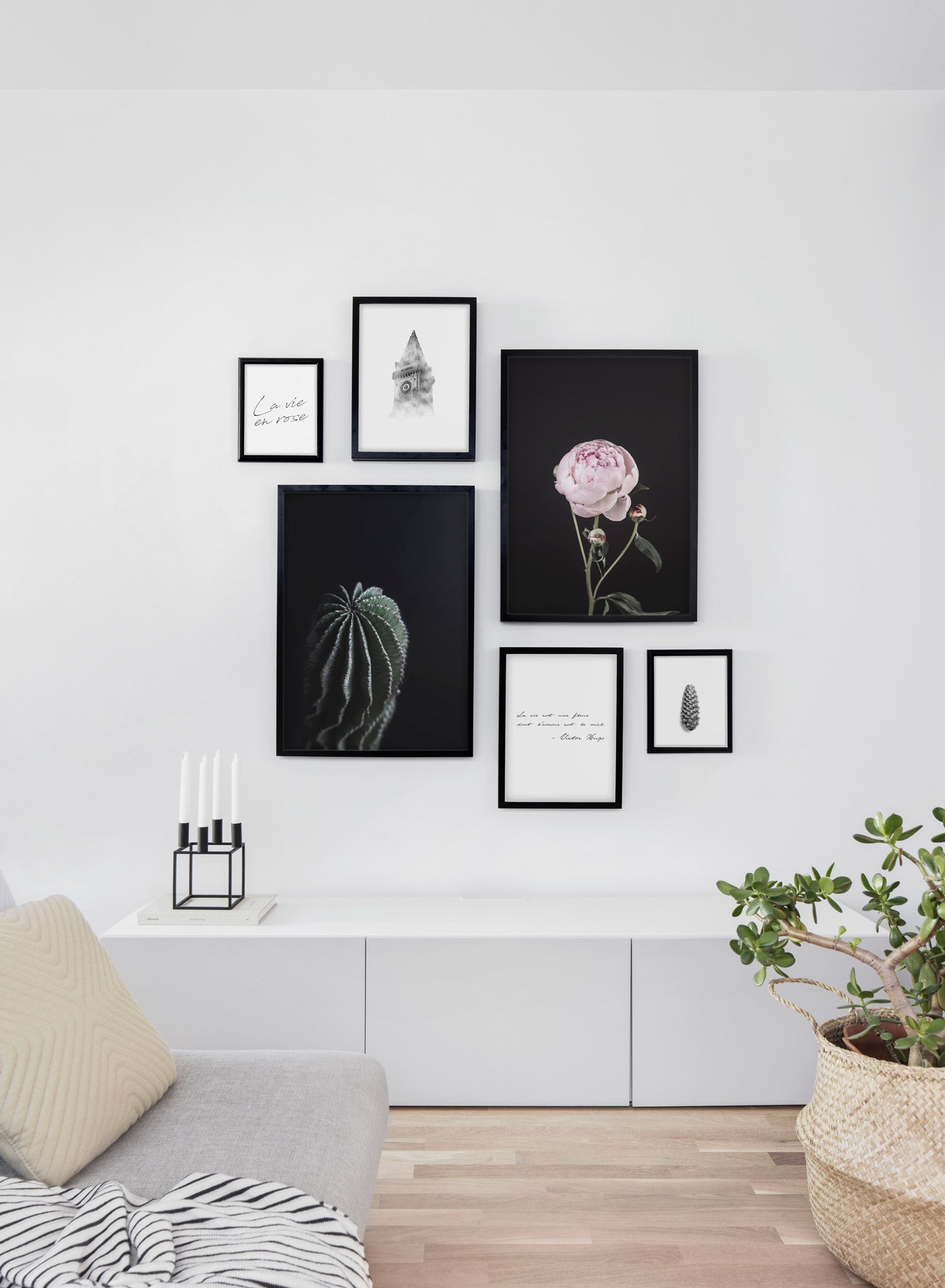 Scandinavian poster by Opposite Wall with Life is a Flower black and white typography design - Living room wall gallery