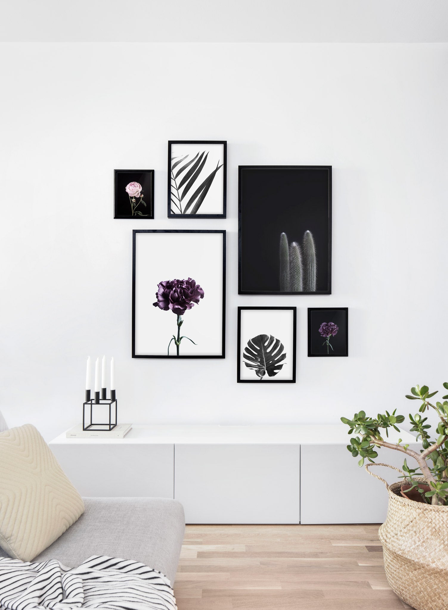 minimalist art print by Opposite Wall with cool with cactus on black bacground - Living room wall gallery