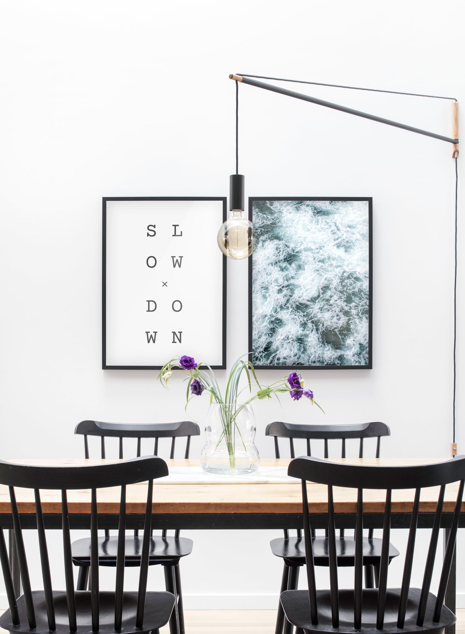 Modern minimalist poster by Opposite Wall with graphic typo Slow x Down design - Dining room