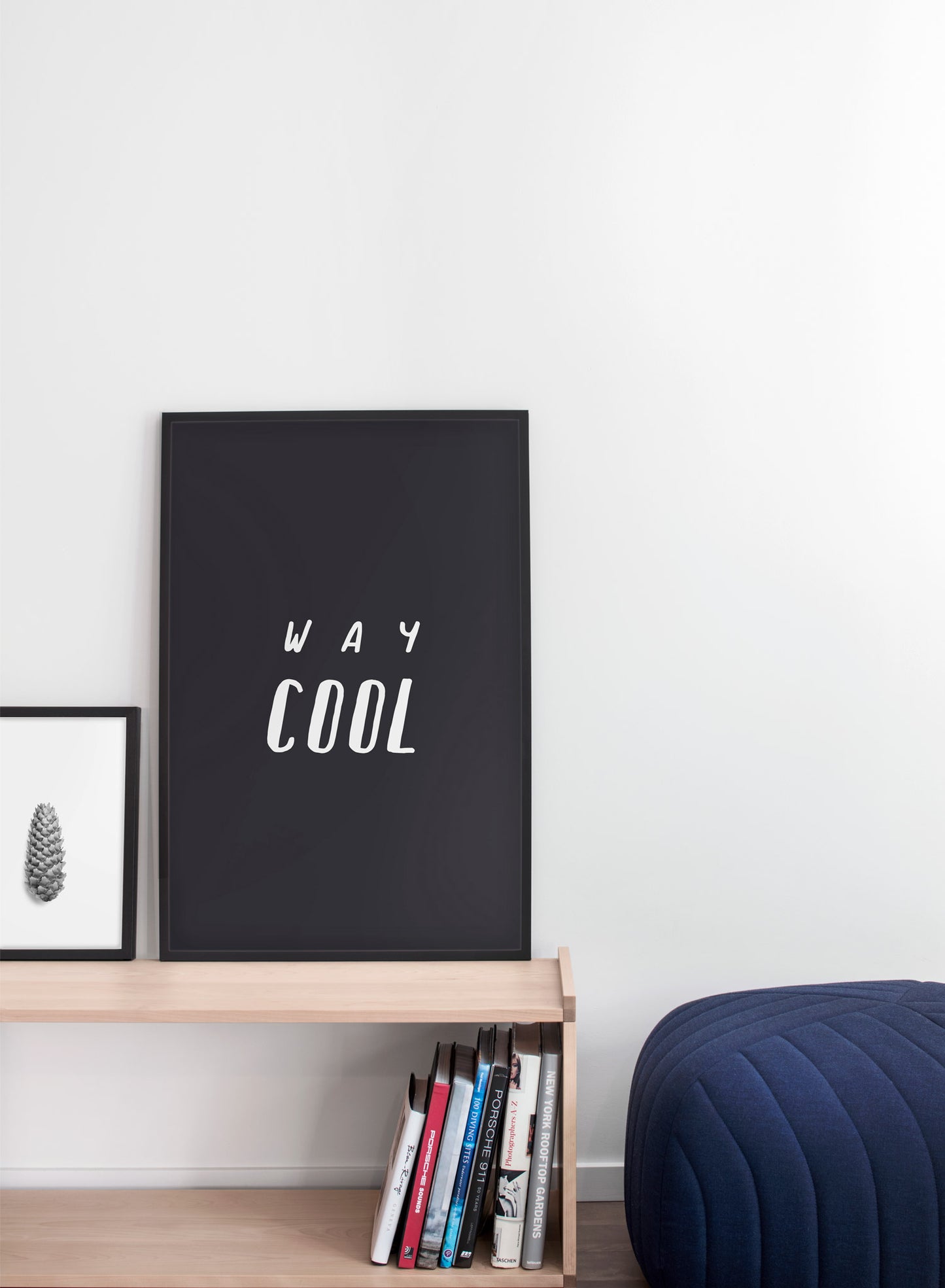minimalist art print by Opposite Wall with Way Cool typography graphic design - Living room with a pouf