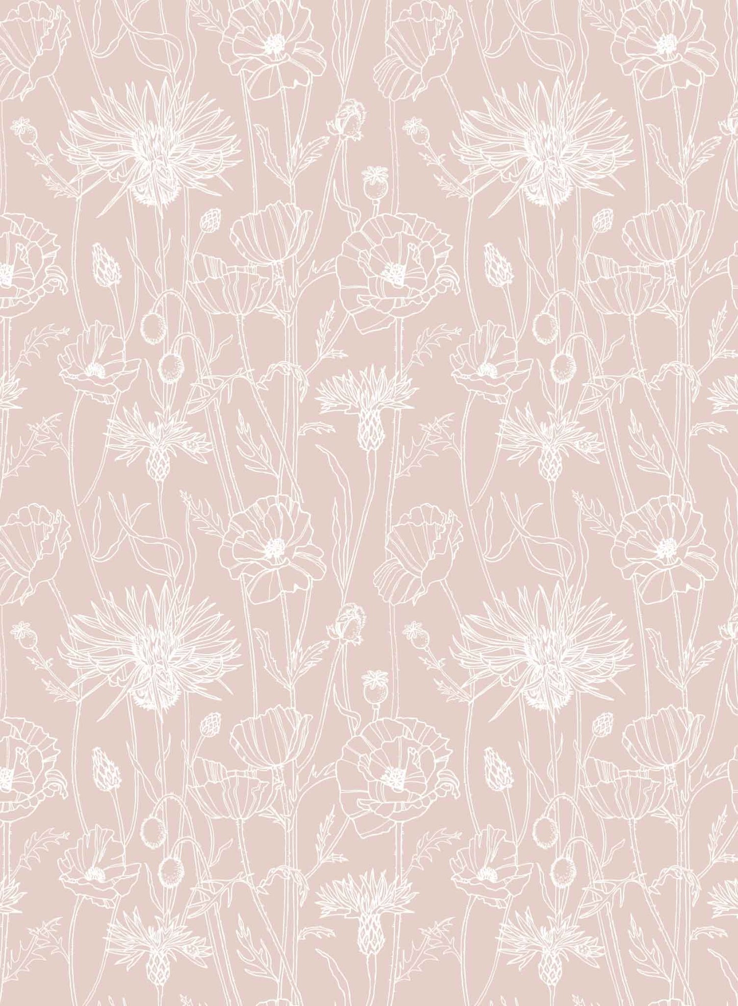 Poppy Field is a minimalist wallpaper by Opposite Wall of a field of tall poppy flowers.