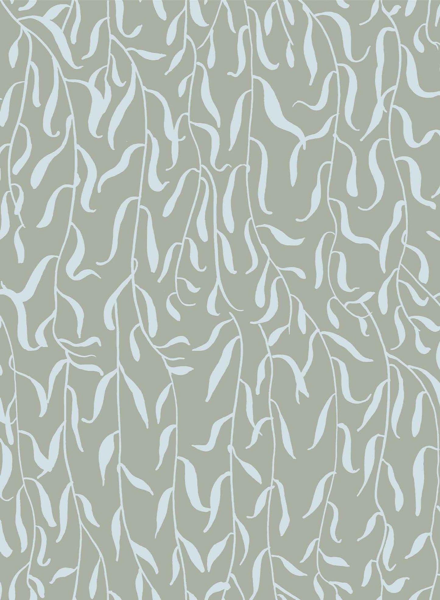 Weeping Willow is a minimalist wallpaper by Opposite Wall of sparse weeping willow branches and their leaves.