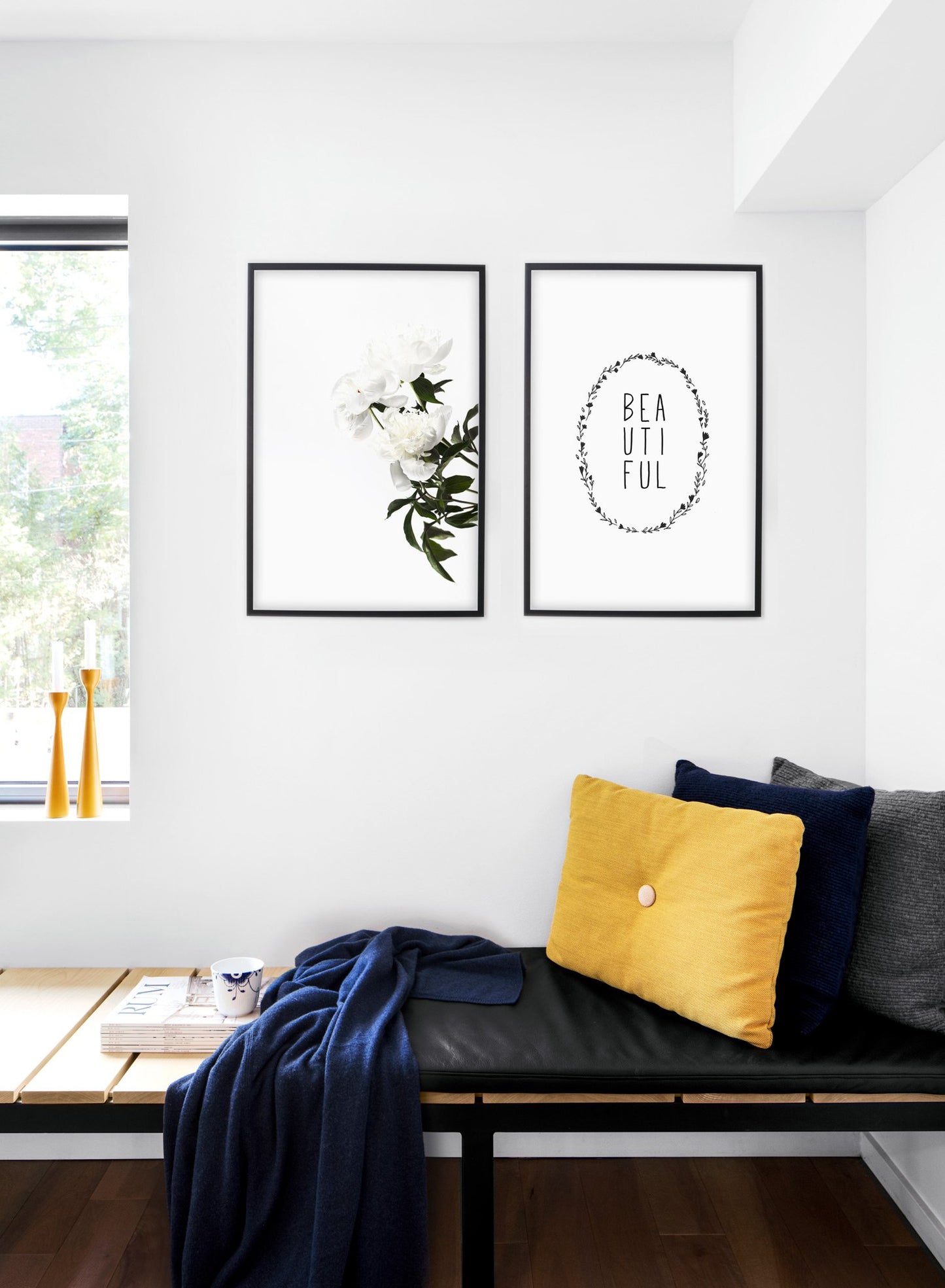 Modern minimalist art print by Opposite Wall with trendy design of the word Beautiful - Living room