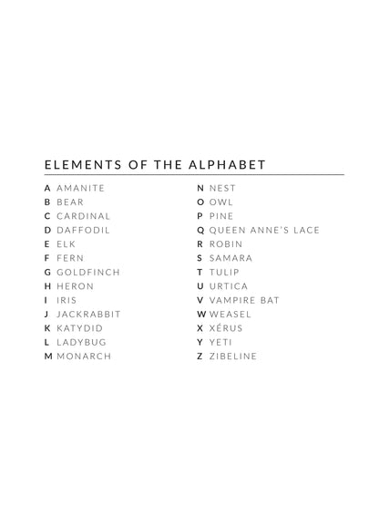Element of the alphabet for the wallpaper woodland lesson in english