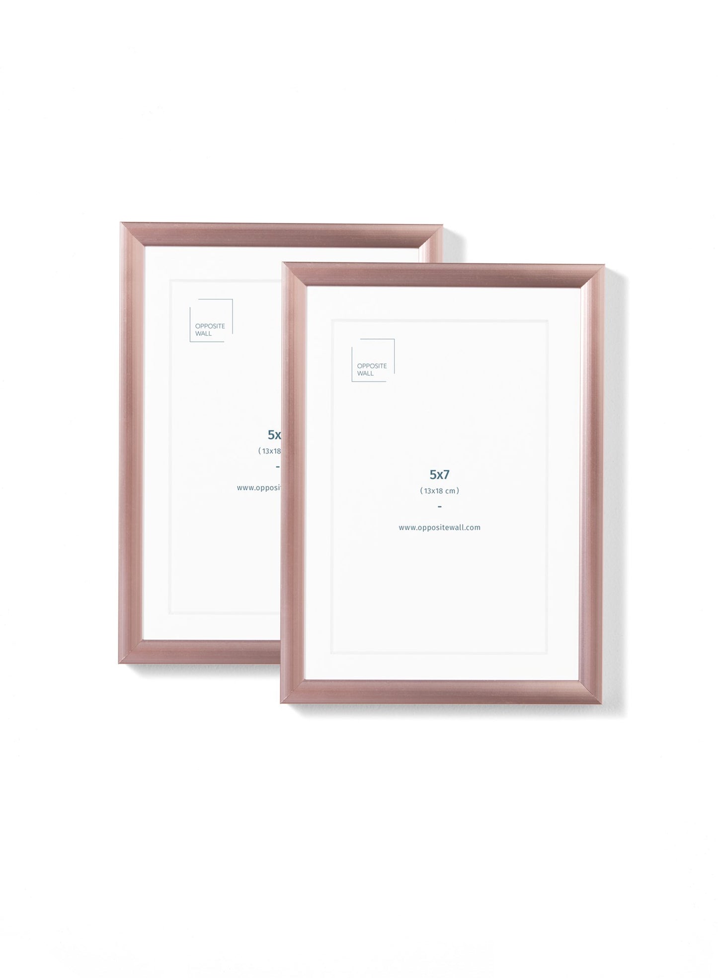 Scandinavian rose gold aluminum metal frame duo by Opposite Wall - Front of the frame - Size 5x7