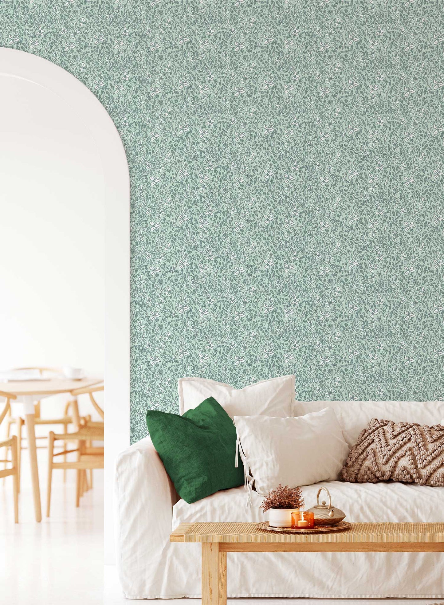 Mossy is a minimalist wallpaper by Opposite Wall of a pattern reminiscent of a moss mat in nature.